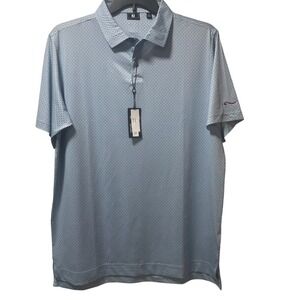 FootJoy FJ Golf Polo Shirt Men Large Light Blue Pink Pattern Performance NWT
